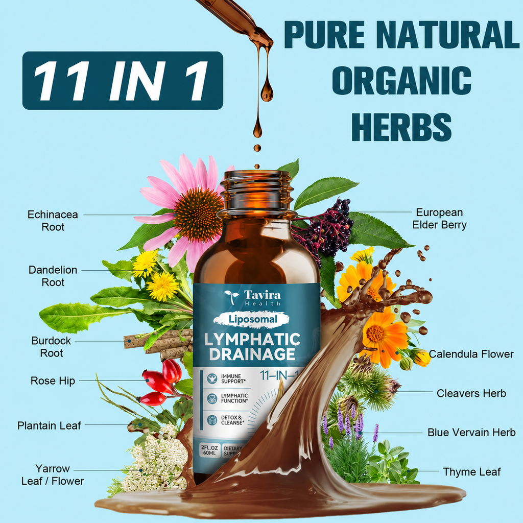 Liposomal Lymphatic Drainage Drops 11 in 1 Organic Lymphatic Drainage Supplement